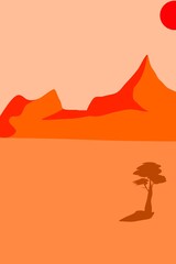illustration of a dry oasis desert
