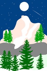 Obraz premium illustration of a snow mountain on Christmas Eve