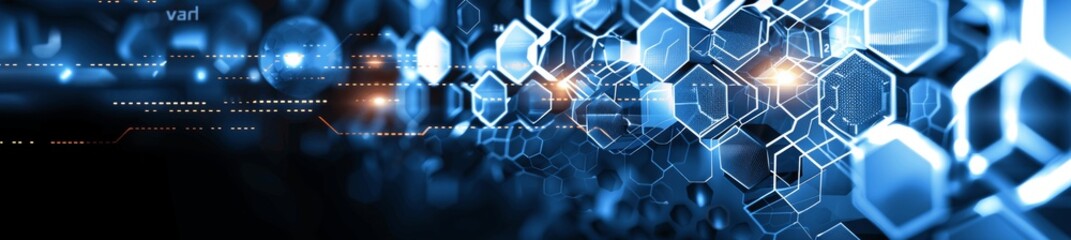 Fototapeta premium Abstract Digital Business Background with Hexagons and Futuristic Technology Elements