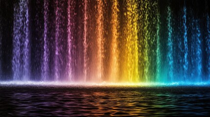Rainbow Waterfall with Water Reflections