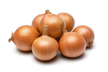 Fresh Onion Bunch on White Background - Food Photography and Still Life Concept