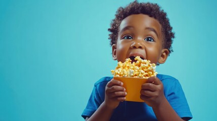 Young Boy Enjoying Popcorn