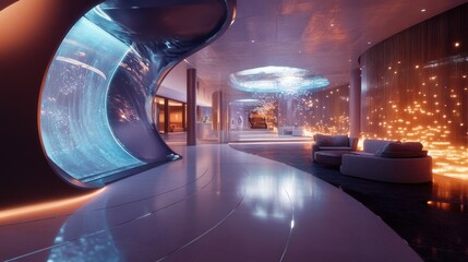 Obraz premium Futuristic Interior Design with Illuminated Walls