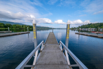 Scenic Lake Boat Launch Dock on Sunny Summer Day