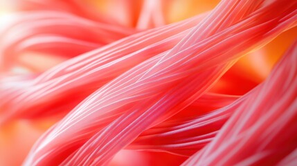 Close-up view of vibrant red strands showcasing intricate details and textures.