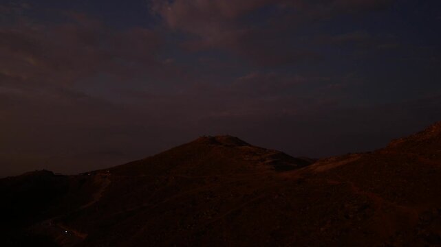 Dark Sky, Just Before Sunset Between the Hills of the &ldquo;Apu Siqay&rdquo; Viewpoint,  in Villa del Triunfo, Lima, Peru 