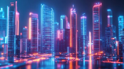 Fototapeta premium Neon Cityscape