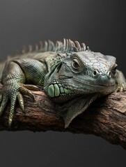 Obraz premium Vivid Green Gecko Resting on Branch