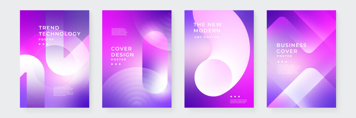 Purple Violet Pink And White Gradient Abstract Shapes Cover Collection