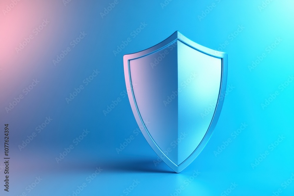 Poster a simple shield icon stands prominently on a blue-to-white gradient background, embodying the essenc