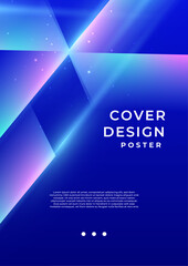 Blue Pink And White Abstract Geometric Cover Poster Design Background