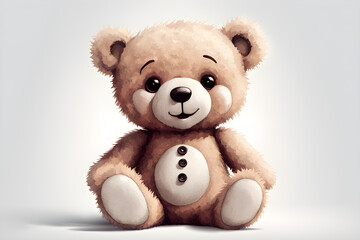 Obraz premium A simple and cute teddy bear on a white background