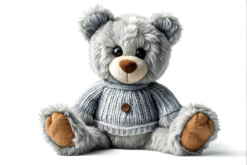 A simple and cute teddy bear on a white background
