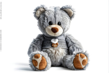 A simple and cute teddy bear on a white background