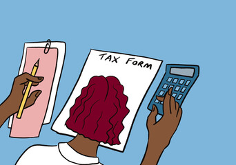 Accountant completing tax form.