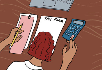 Accountant calculating tax