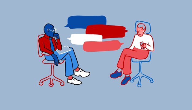 Teenager talks to his counsellor