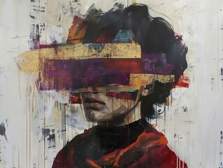 Abstract Portrait of a Woman with Hidden Identity - Contemporary Art Painting