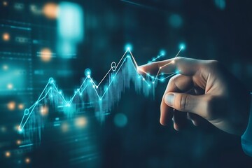 Close up of Hand Interacting with Stock Market Data on a Computer Screen