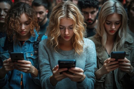 Digital connection: person absorbed in their smartphone illustrating how mobile phones have transformed daily communication, work, social interactions in digital era of constant connectivity.