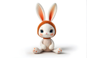Obraz premium A cute and simple rabbit doll with a white background