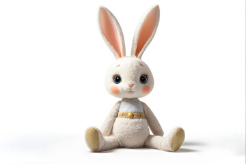 A cute and simple rabbit doll with a white background