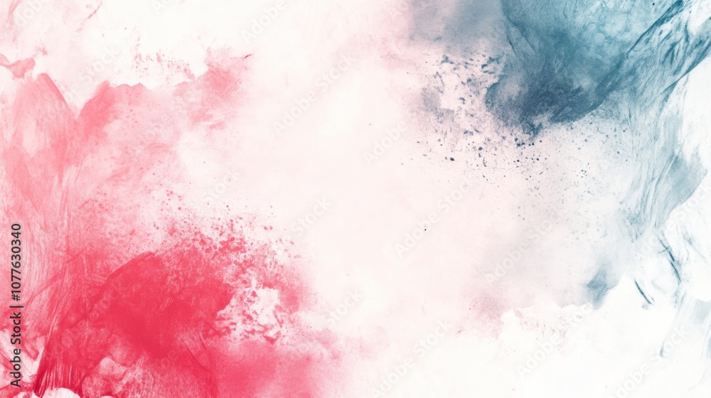 Fototapete soft hues of red and blue blend seamlessly, creating an abstract composition with minimalist shapes 