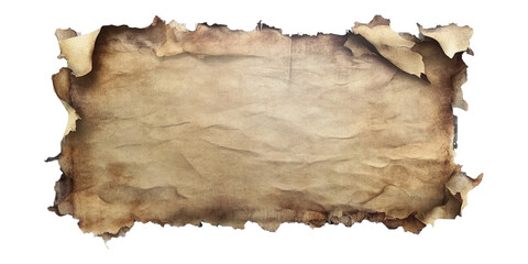 Old paper scraps isolated on transparent background, for text , ai