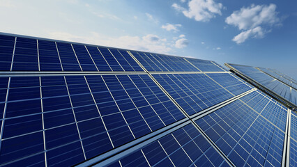 Solar panels and blue sky