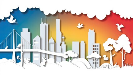 Fototapeta premium colorful paper cutout background with a variety