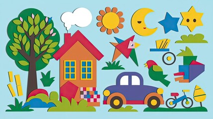 Obraz premium colorful paper cutout background with a variety