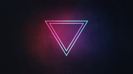 Naklejka premium dark background with a large glowing neon triangle