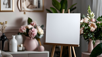 The room is decorated with vases and other decorative items, giving it a cozy