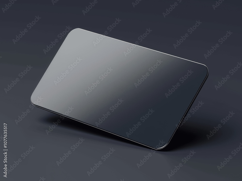 Fototapete black plastic card mockup on dark background with rounded corners and shadow minimal 3d rendering