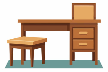 Fototapeta premium Wooden desk and chair isolated on white Background vector illustration 