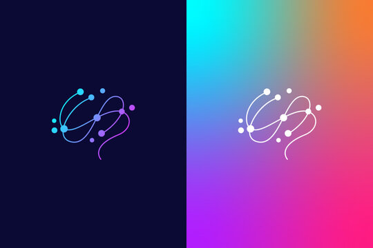 Intelligence Brain Technology Logo Design. Creative Digital Brain Logo Design Template inspiration.