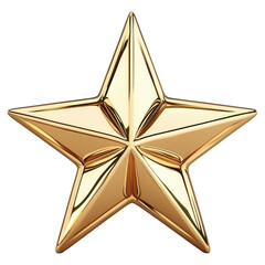 Obraz premium 3D A gold star with a shiny surface isolated on transparent or white background, png