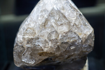 Big natural double quartz crystal isolated on black background