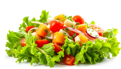 Fresh vegetable salad isolated with white highlights, png