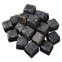 3D A pile of large, grey, black, and white rocks isolated on transparent or white background, png