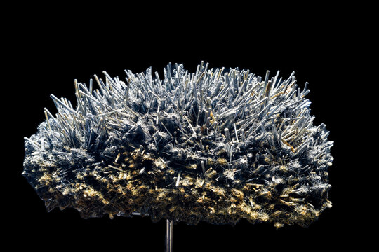 Stibnite Crystal Cluster in Museum