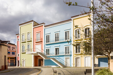 Old and colorful houses in the city of Angra dos Reis, state of Rio de Janeiro Brazil South America