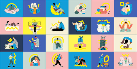 Creative workspace, modern flat vector concept illustration of a person working with a computer Remote work, flexibility, independence, efficiency, mobility, synergy, freedom