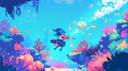 Fototapeta na wymiar Underwater Violinist