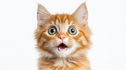 Adorable Ginger Kitten with Expressive Green Eyes and Playful Expression