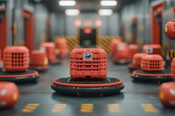 Fototapeta premium Innovative modular hover pallets equipped with blockchain technology transform supply chain logistics