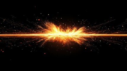 A glowing orange and yellow burst of light against a black background, creating a dazzling and dynamic effect.