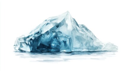 Obraz premium A large, blue iceberg floats in the water, its sharp edges and icy surface reflecting the sunlight.