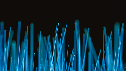Background of a glowing blue fibers in a futuristic night setting