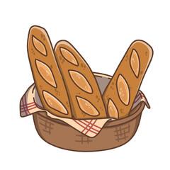 illustration of baguettes in a rattan basket